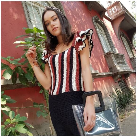 ZARA Limited Edition Crochet Knit Jumper Jumpsuit Overalls Size Small - Picture 9 of 13